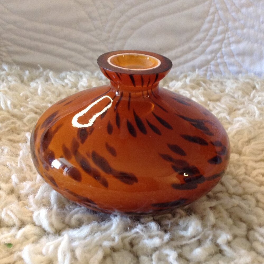 Squat Body Luster Glass Bud Vase Similar - Murano Polished Pontil Scar Art Glass